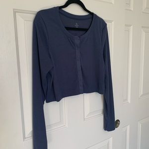 Aerie Offline Ripped Cropped Cardigan - Blue